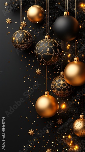 Elegant Black & Gold Christmas Ornaments