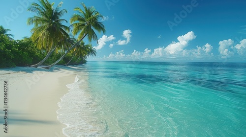 palm trees on the beach on a tropical island