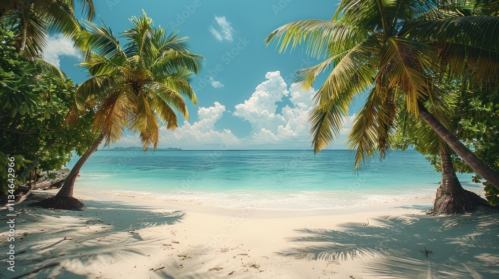 Obraz premium palm trees on the beach on a tropical island