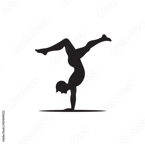 A man doing a handstand silhouette vector illustration