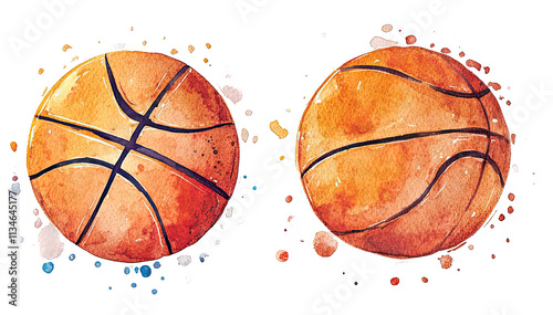 Watercolor basketball artwork