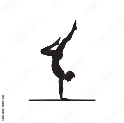 A man doing a handstand silhouette vector illustration