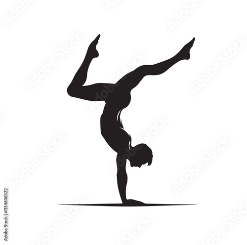 A man doing a handstand silhouette vector illustration