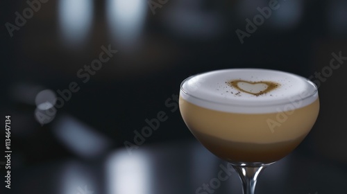  Romantic Egg White Sour Cocktail with Velvety Foam and Heart-Shaped Garnish, Perfect for Valentine’s Day, Celebrating Love with Its Creamy Texture and Citrus Notes