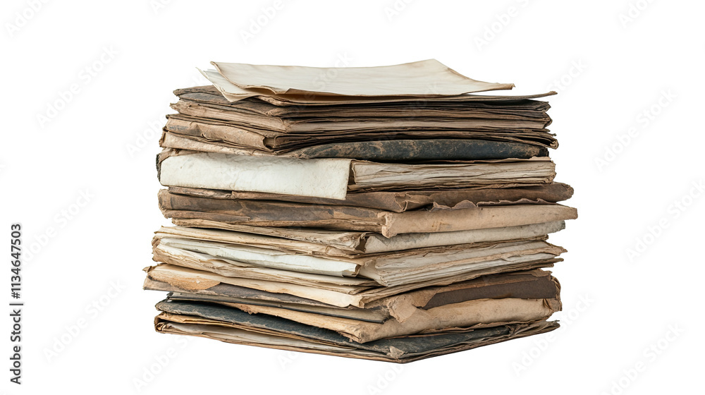 Stack of old paper letters isolated on transparent white background Stack of old paper letters isolated on transparent white background