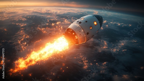 Wallpaper Mural A rocket launches into space, leaving a trail of fire and smoke behind. Torontodigital.ca