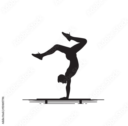 A man doing a handstand silhouette vector illustration