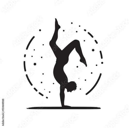 A man doing a handstand silhouette vector illustration