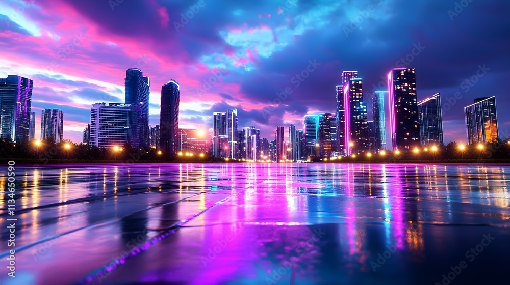 neon cityscape reflection at night - vibrant colors/neon: the bold. neon cityscape reflection at night - vibrant colors/neon: the bold.