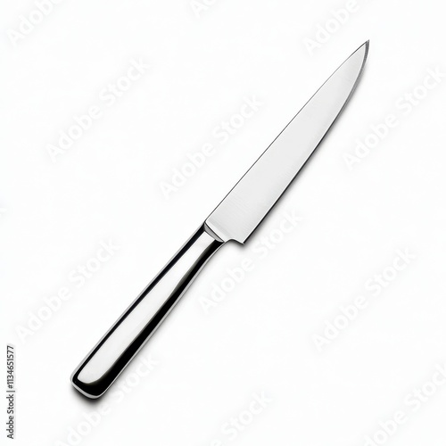 shiny kitchen knife on light background