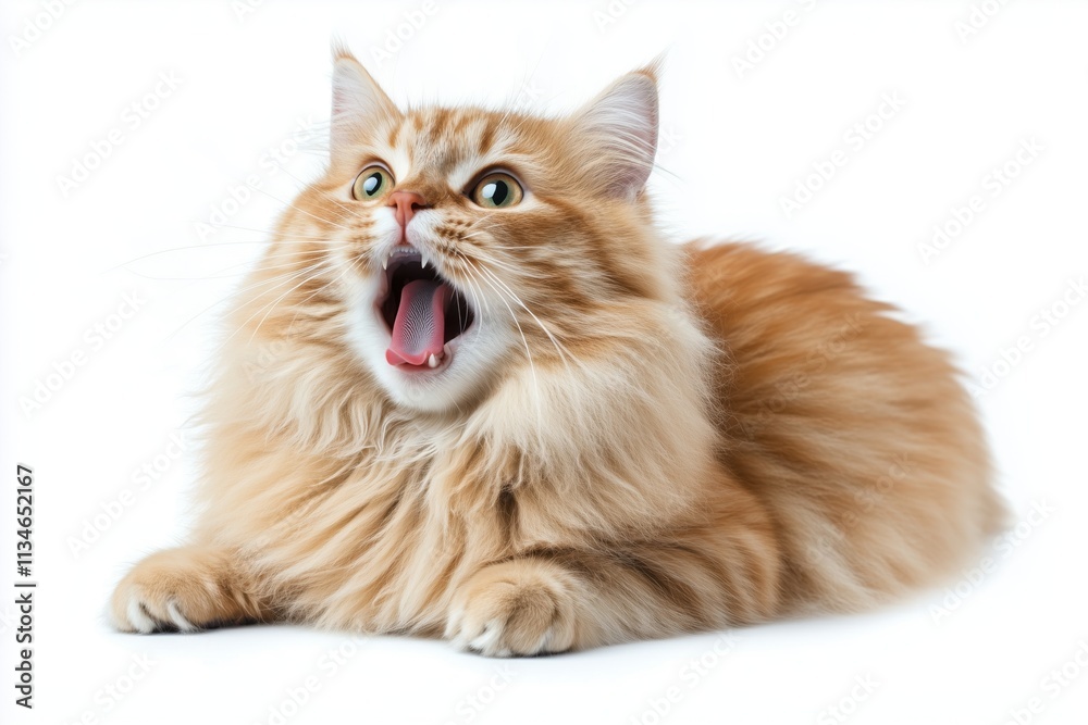 Obraz premium Expressive Cream Persian Cat Yawning - Professional Pet Portrait