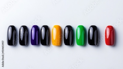 Colorful assortment of glossy nail polish samples