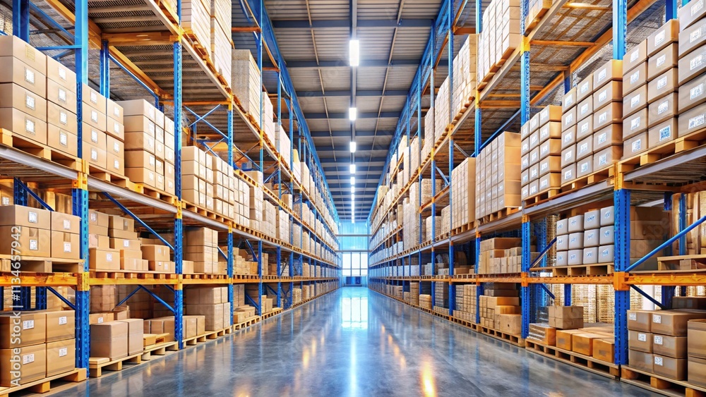 Rows Of Shelves With Boxes In Warehouse
Rows Of Shelves With Boxes In Warehouse