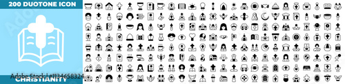 Christianity Duotone Editable Icons set.