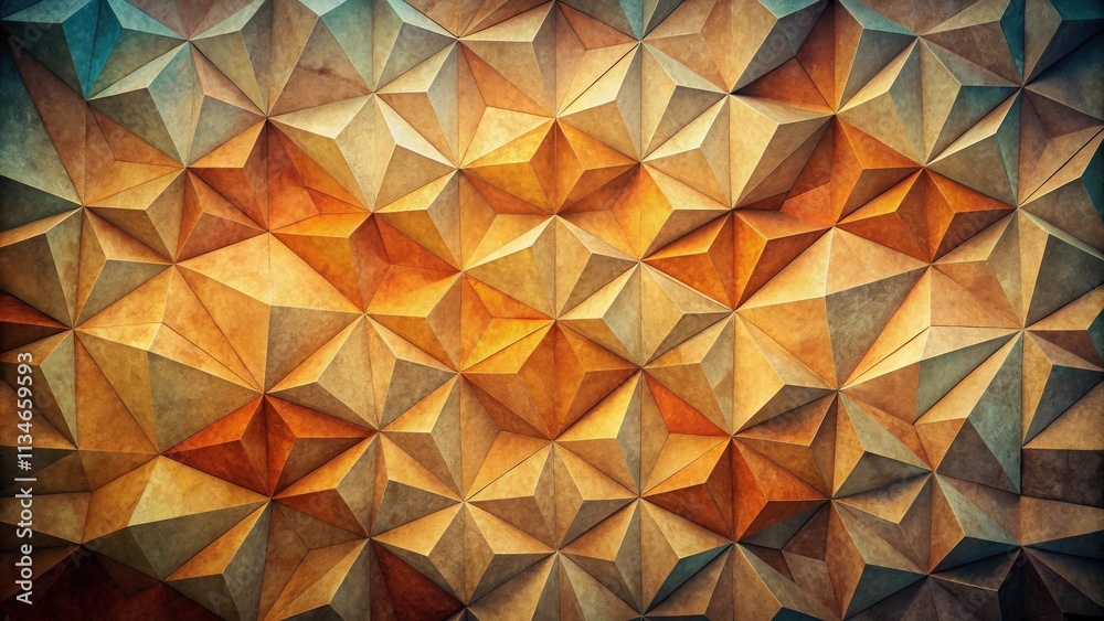 Abstract Geometric Pattern of Interlocking Triangles in Warm Tones
