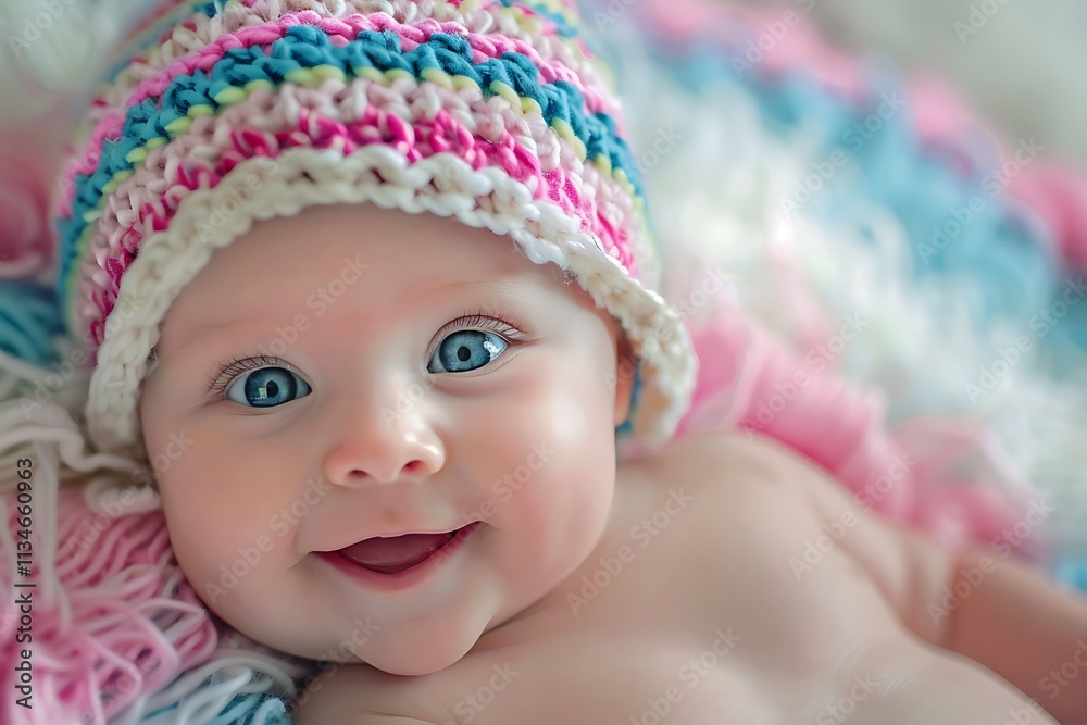 Cute Smiling Baby with Soft Lighting and Warm Background Cute Smiling Baby with Soft Lighting and Warm Background