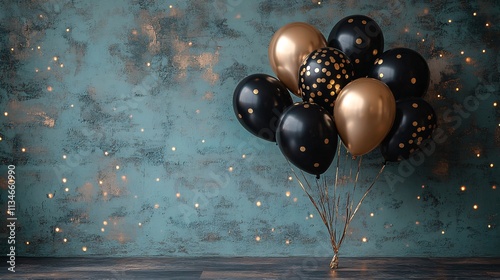 Black & Gold Balloons Party Decor Background
