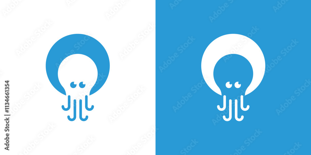 Squid logo, octopus logo, octopus and circle logo logo inspiration. Squid design vector illustration Squid logo, octopus logo, octopus and circle logo logo inspiration. Squid design vector illustration