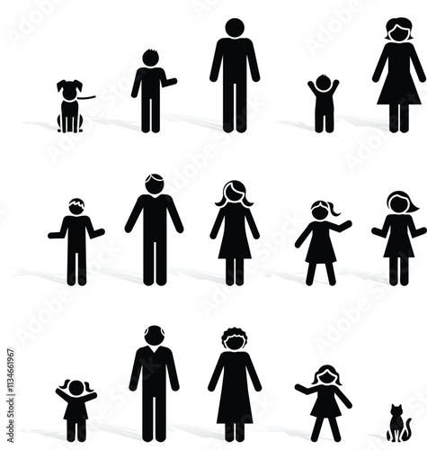 New Solid Simple Clean Stick Figures. Customizable Stick Figure Family Silhouettes – SVG, PNG, EPS for Crafts & Decals