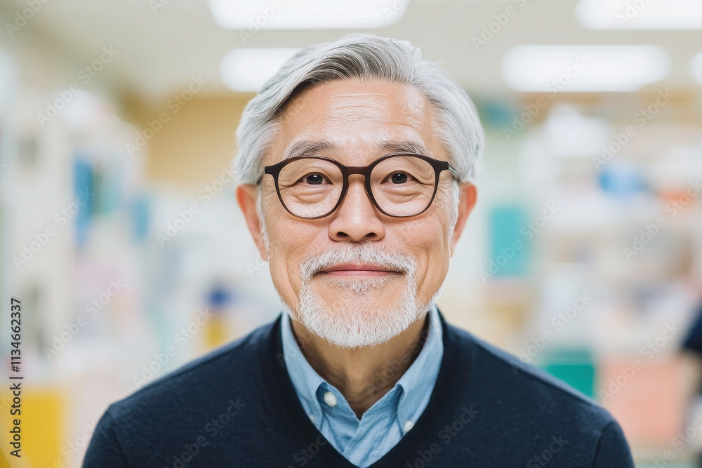 Smiling older man with gray hair and glasses in a bright indoor setting, conveying warmth and positivity. Smiling older man with gray hair and glasses in a bright indoor setting, conveying warmth and positivity.