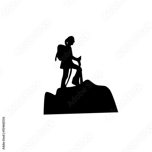 Rock climbing mountain silhouette