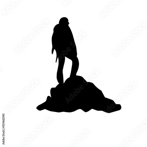 Rock climbing mountain silhouette