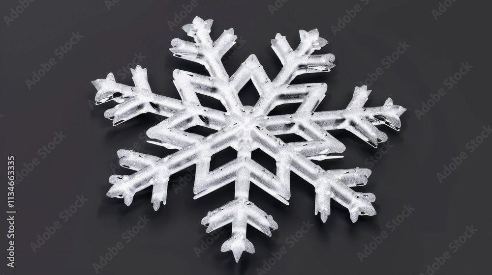 Silver Snowflake Ornament on Black Background Silver Snowflake Ornament on Black Background