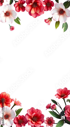 spring flower frame isolated on white with copy space