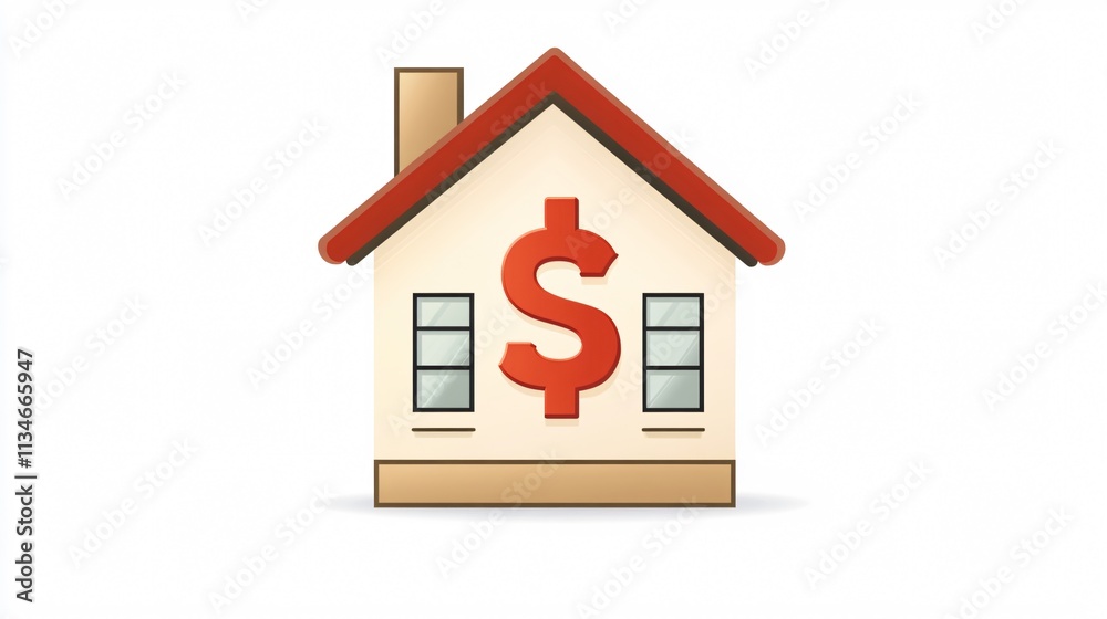 House with Dollar Sign Flat Design Icon for Financial Concepts House with Dollar Sign Flat Design Icon for Financial Concepts