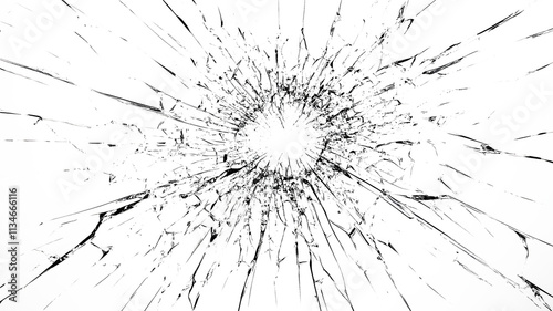 Broken glass texture. Broken glass on transparent background, broken glass with cracked texture on a white background.
