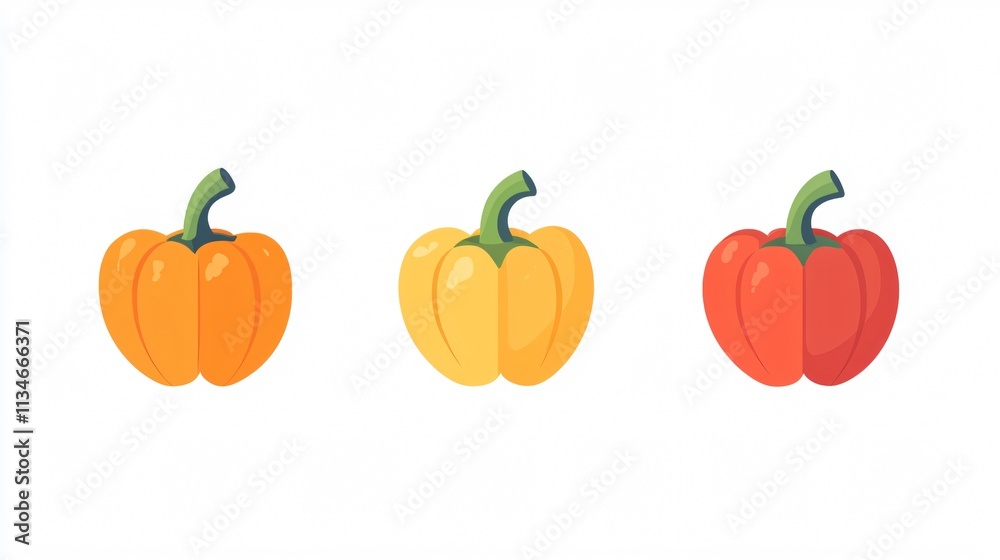 Obraz premium Vibrant Bell Pepper Icon - Transparent Vector Isolated Image for Designs