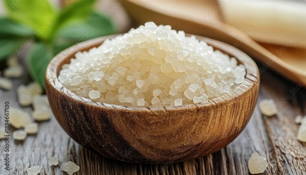 Wooden Bowl Filled With Coarse Bath Salts Wooden Bowl Filled With Coarse Bath Salts