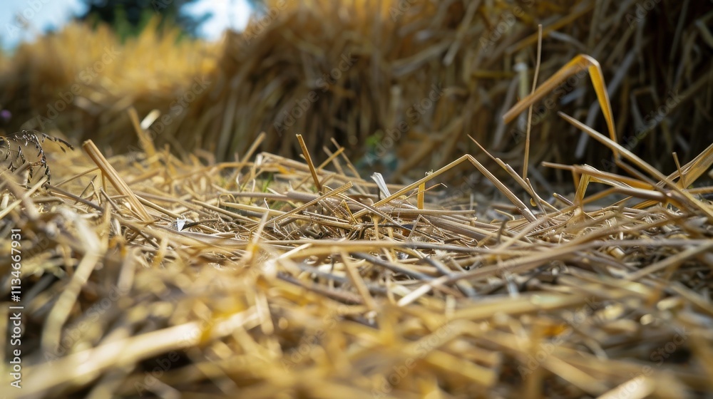 Close-up of Dry Straw on the Ground