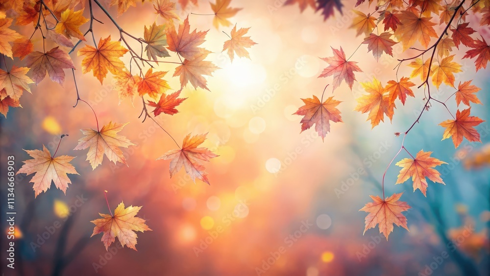 Autumnal leaves frame a soft, warm glow, creating a romantic backdrop for a seasonal celebration. Autumnal leaves frame a soft, warm glow, creating a romantic backdrop for a seasonal celebration.