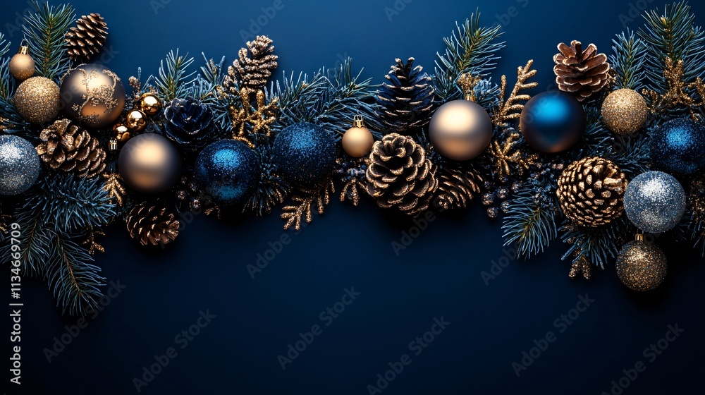 Elegant Navy Blue & Gold Christmas Border Elegant Navy Blue & Gold Christmas Border
