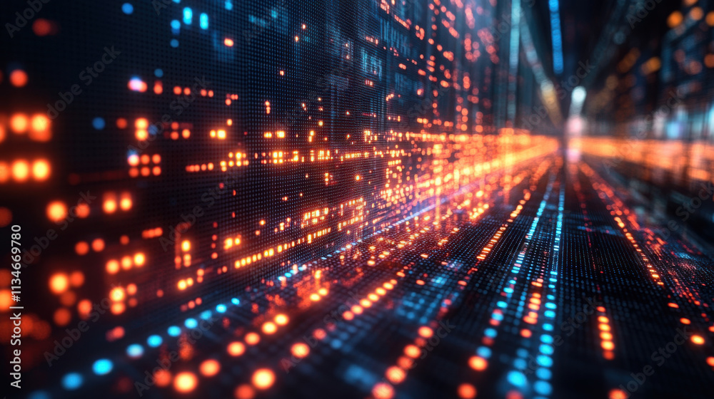 Digital data flow with vibrant colors and patterns
