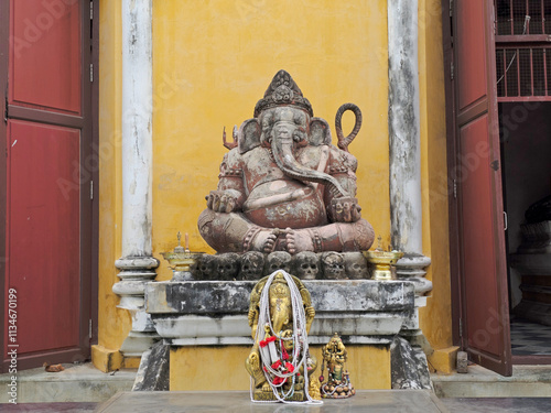 Ancient sites ,Ganesha over 300 years old, Prasat Nakhon Luang is located in Phra Nakhon Si Ayutthaya. Unseen Thailand.