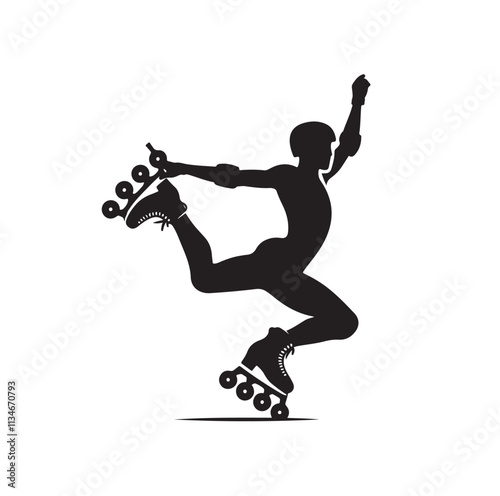 roller skating pose silhouette vector illustration
