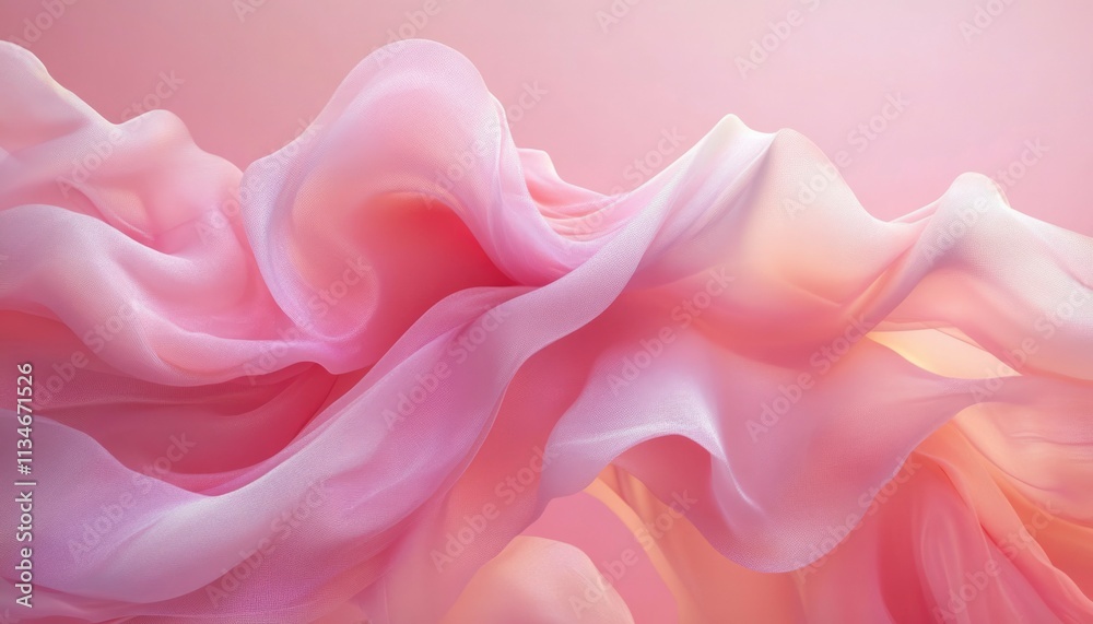 Pink Fabric Draped in Soft Elegant Waves Pink Fabric Draped in Soft Elegant Waves