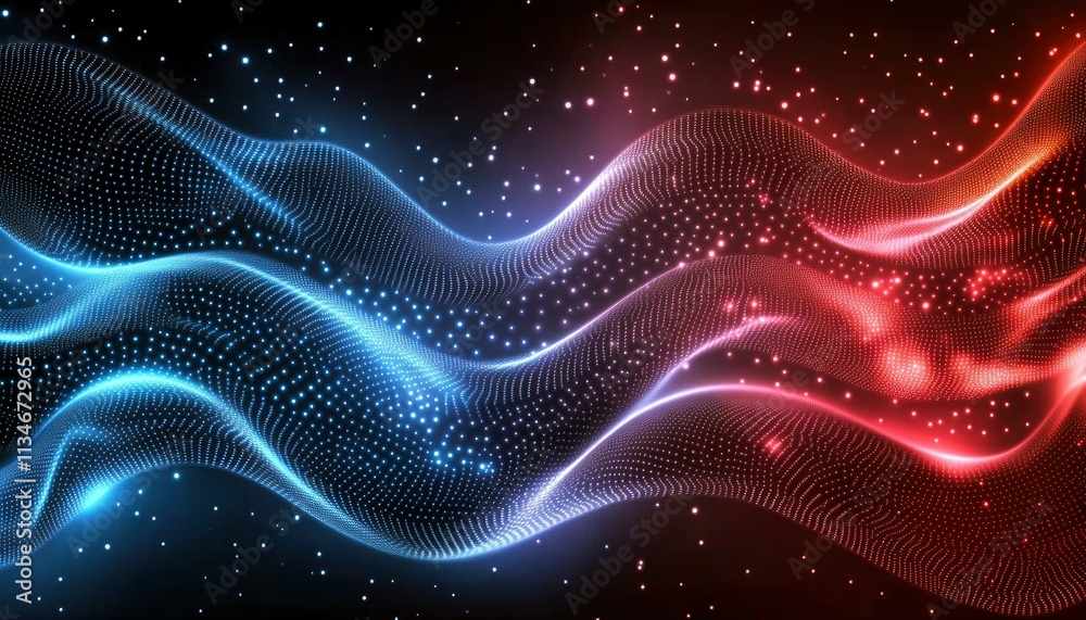 Abstract Blue And Red Glowing Wave Particle Background Abstract Blue And Red Glowing Wave Particle Background