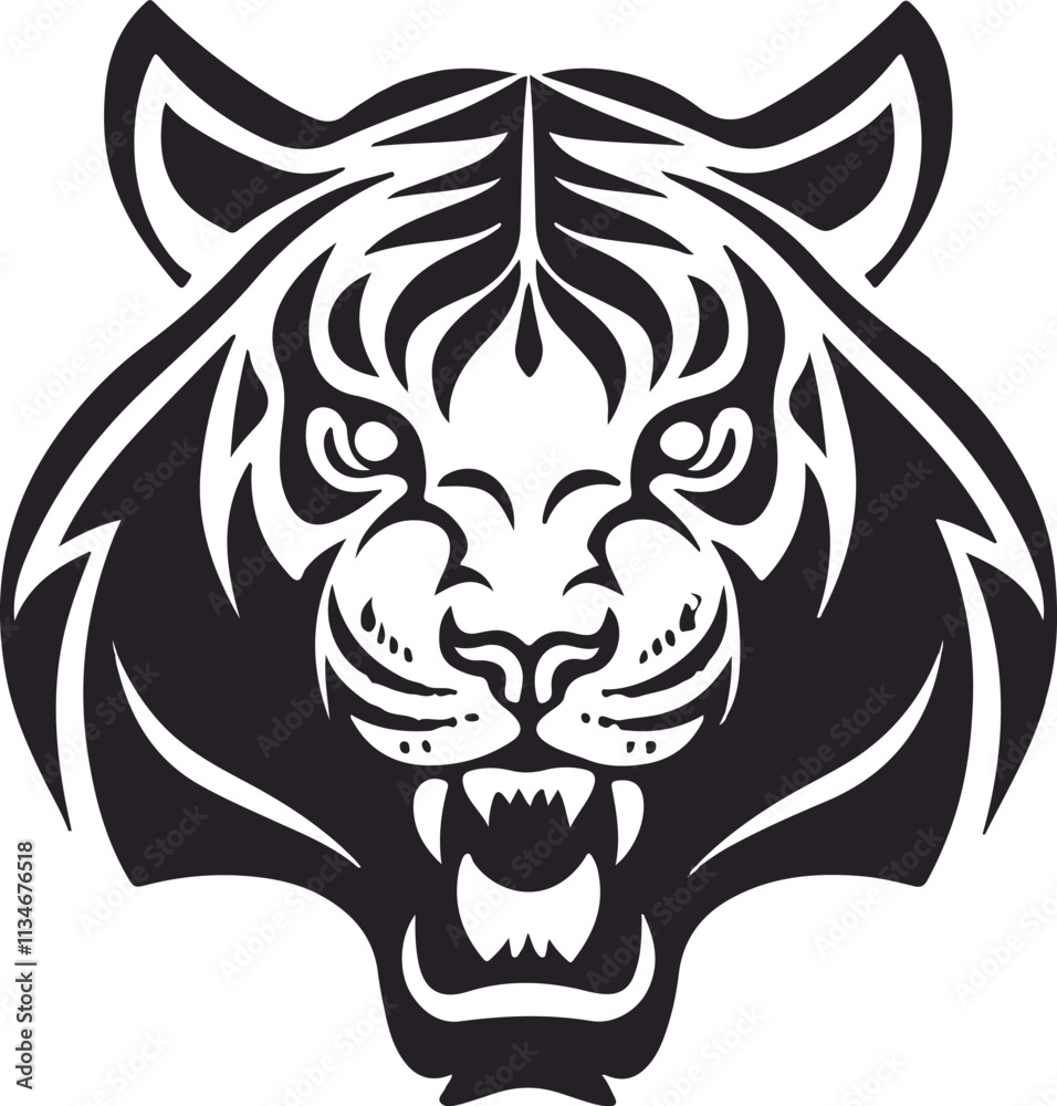 Royal Bengal Tiger silhouette vector with white background Royal Bengal Tiger silhouette vector with white background