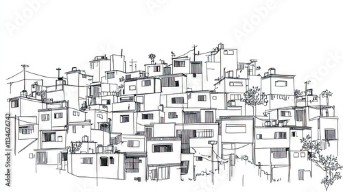 Line drawing of favelas