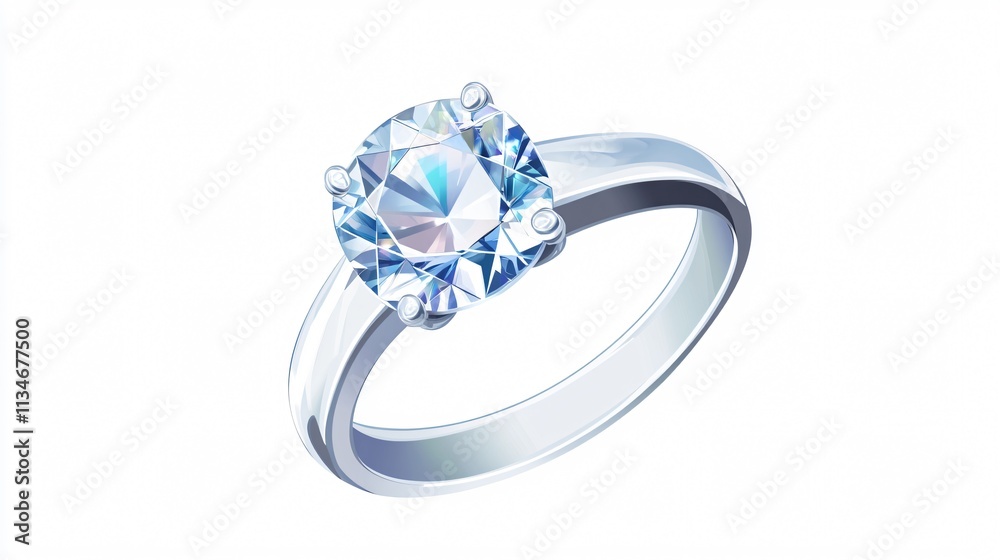 Exquisite Diamond Ring Vector Illustration on White Background for Jewelry Designs Exquisite Diamond Ring Vector Illustration on White Background for Jewelry Designs