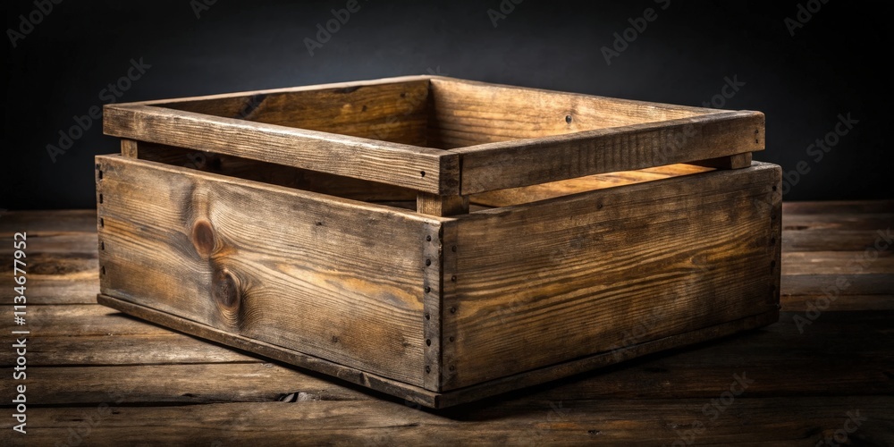 Obraz premium A weathered wooden crate with a rustic charm, showcasing the natural beauty of aged wood