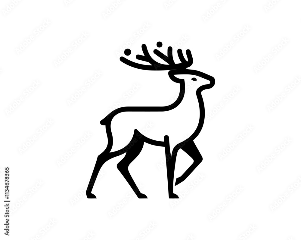 Obraz premium Deer logo design vector template. Deer silhouette icon symbol vector illustration. Deer silhouette logo black and white.