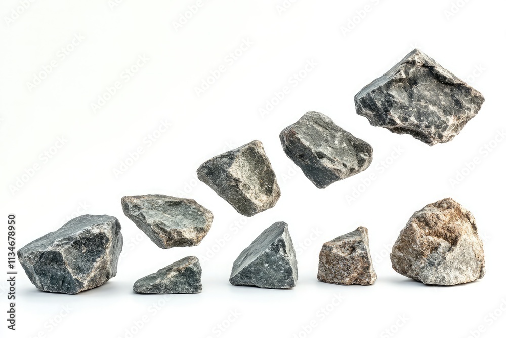 Stone chunks that get smaller from top to bottom and fall down Stone chunks that get smaller from top to bottom and fall down