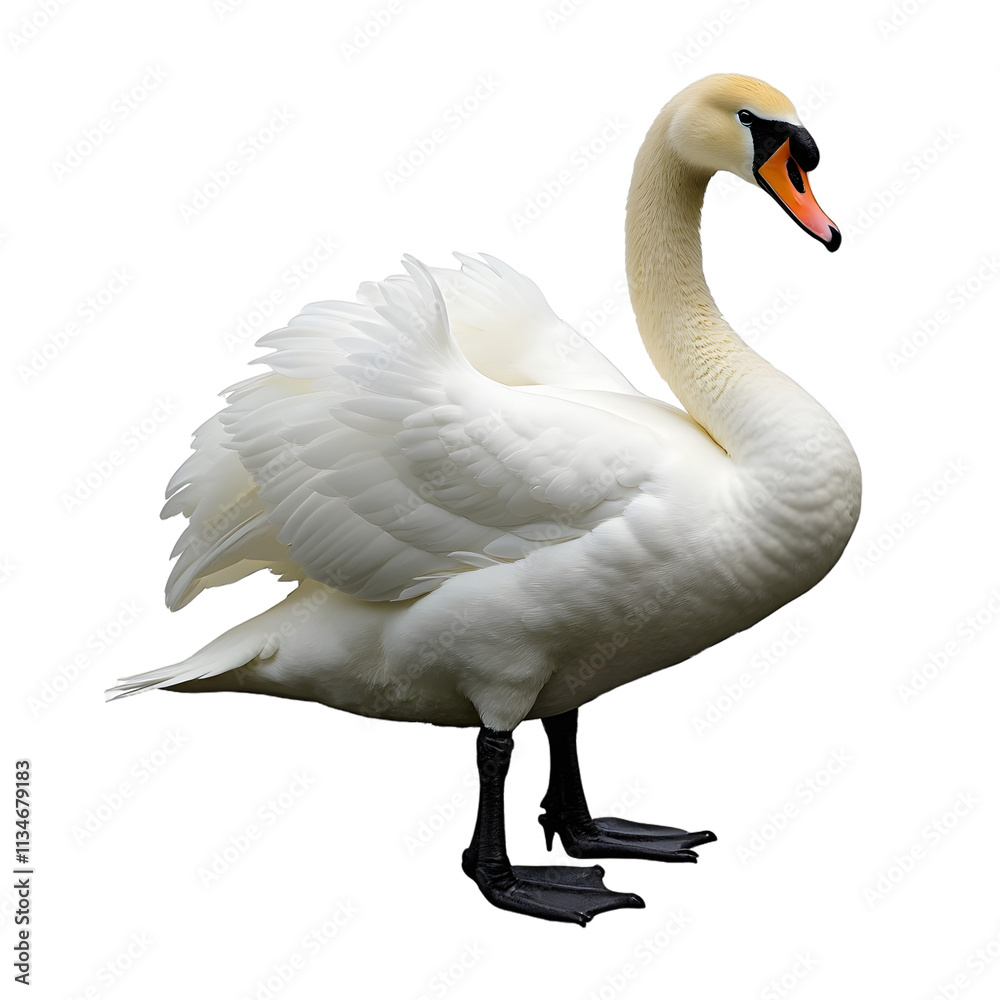Beautiful Swan with Detailed Feathers and Clear Transparent Background Beautiful Swan with Detailed Feathers and Clear Transparent Background