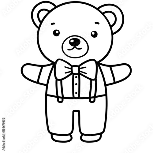 Line drawing of a cute little bear For coloring hand drawings, not AI.