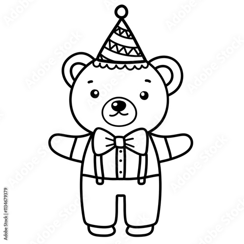 Line drawing of a cute little bear For coloring hand drawings, not AI.