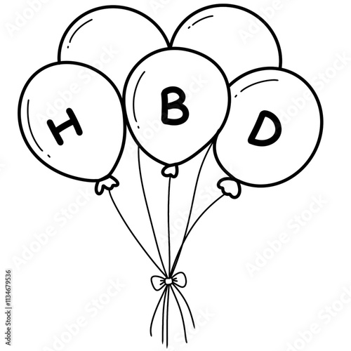 Super cute birthday balloon line drawing